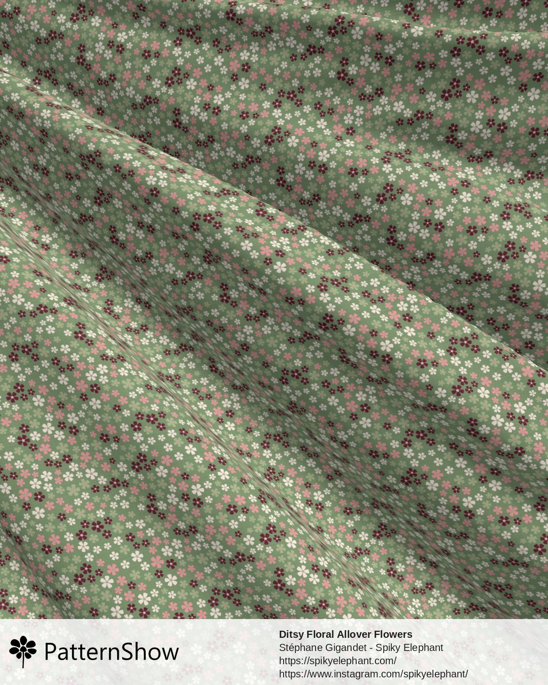 Ditsy Floral Allover Flowers - Dusty Pink Sage Green