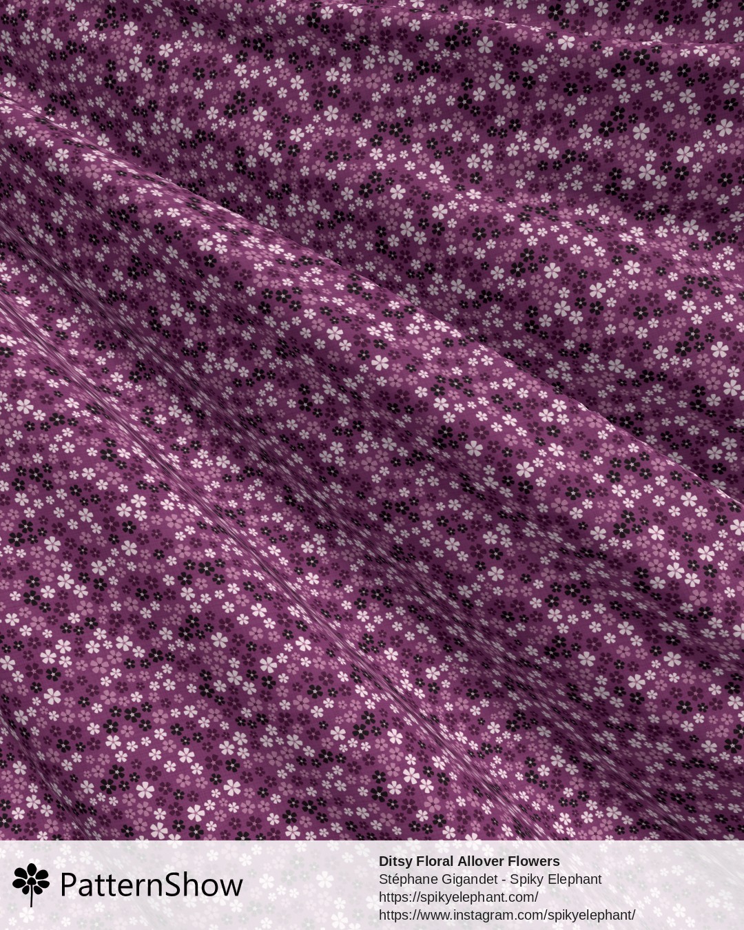 Ditsy Floral Allover Flowers - Deep Purple Plum Mauve