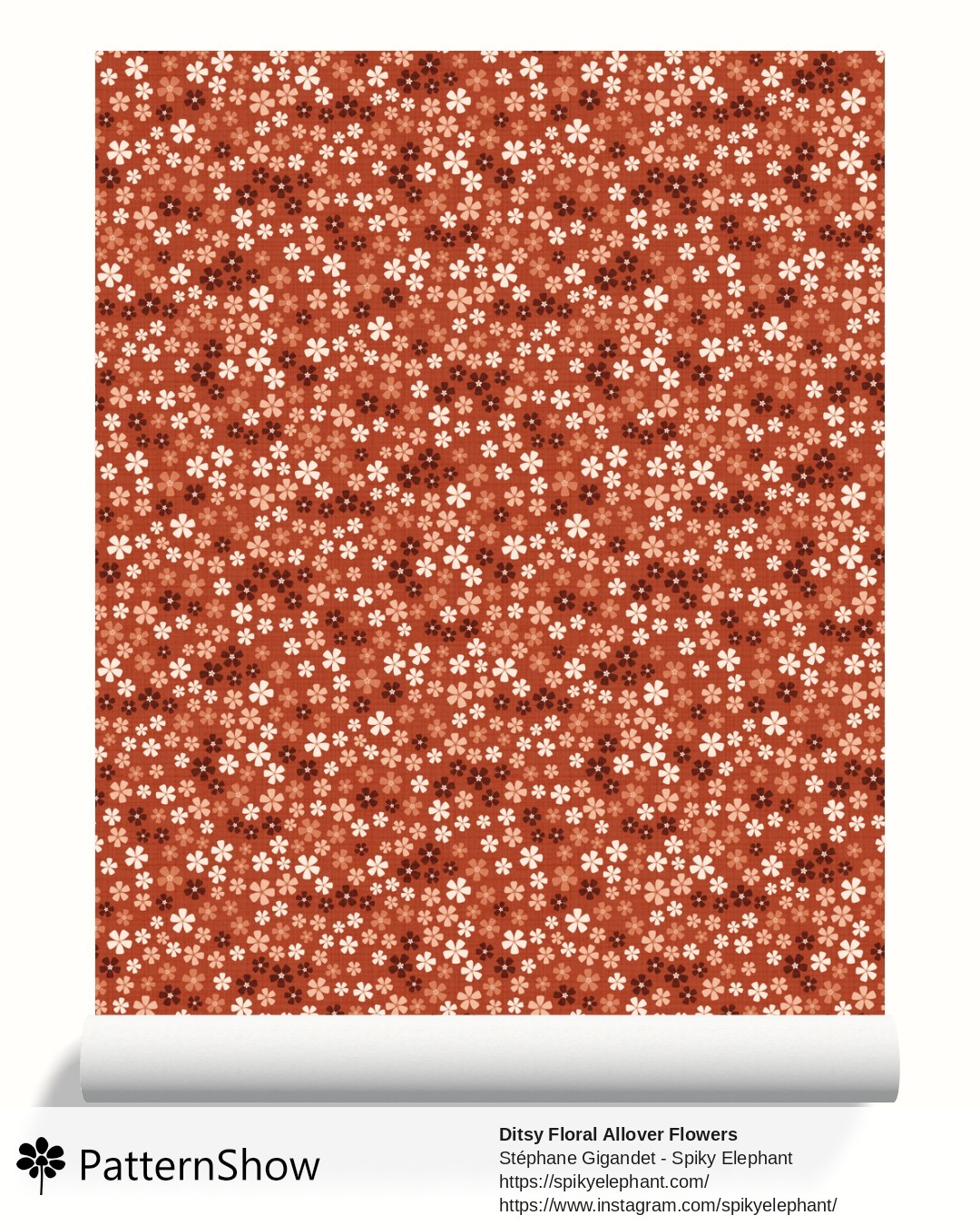 Ditsy Floral Allover Flowers wallpaper - Terracotta Blush Pink Rust Orange