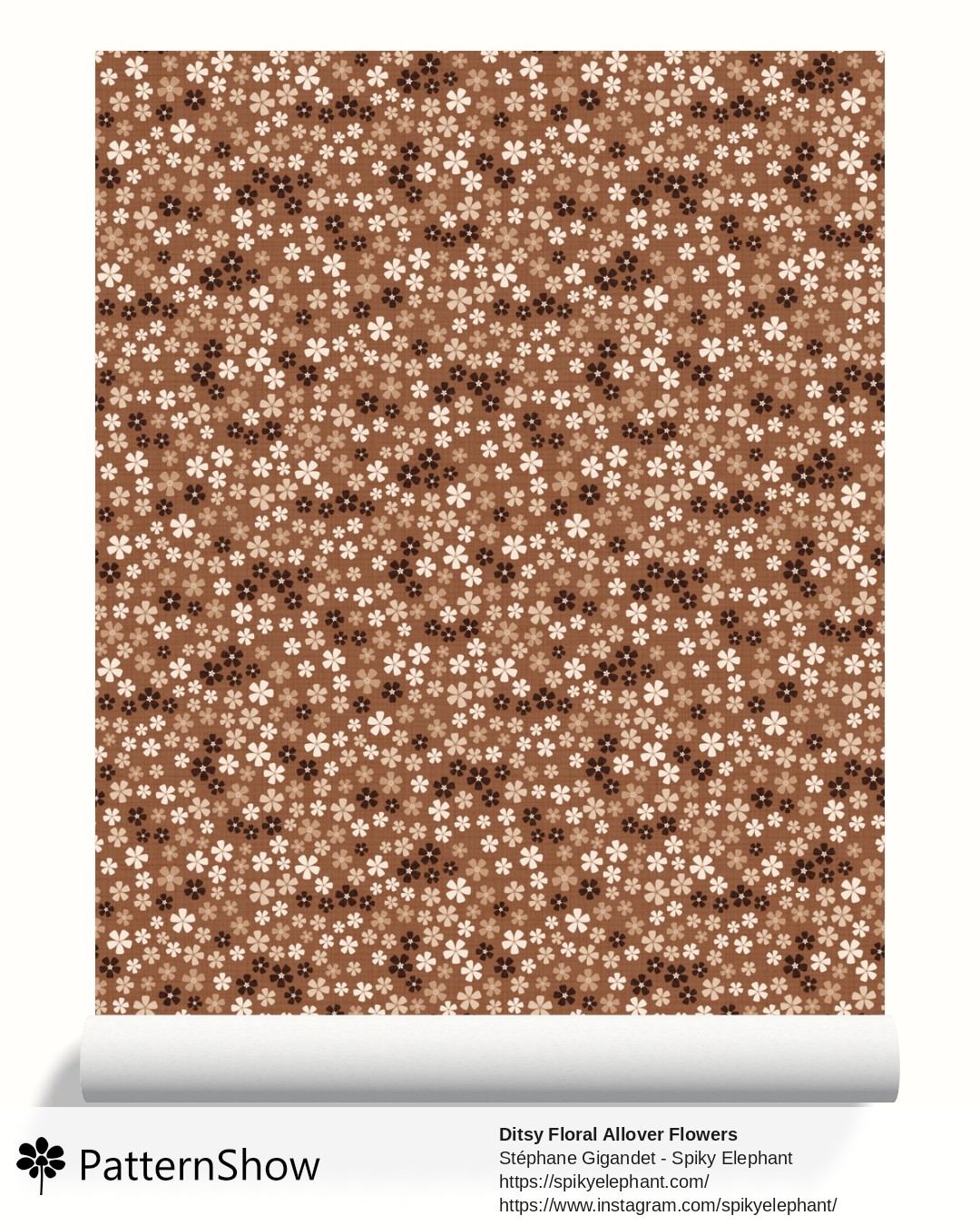 Ditsy Floral Allover Flowers wallpaper - Taupe Beige Brown Tan Cream