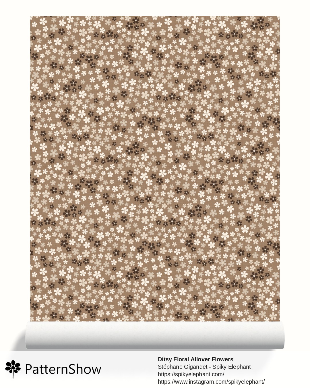 Ditsy Floral Allover Flowers wallpaper - Beige Greige Taupe