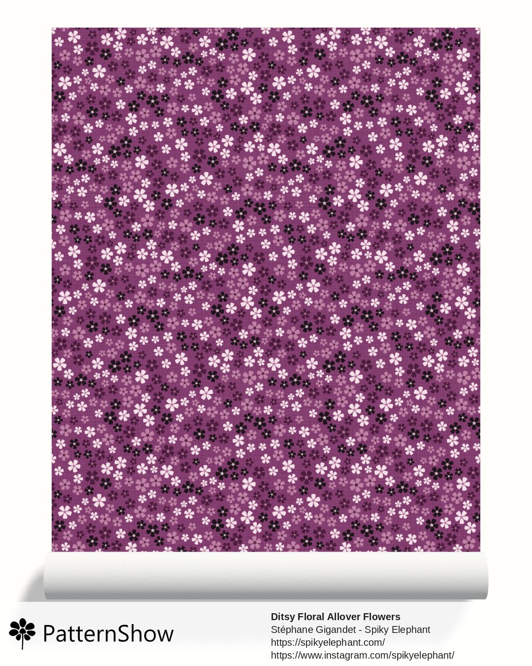 Ditsy Floral Allover Flowers wallpaper - Deep Purple Plum Mauve