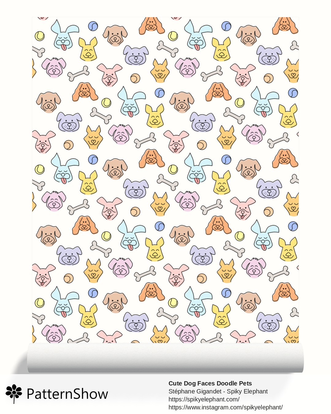 Cute Dog Faces Doodle Pets wallpaper - White background
