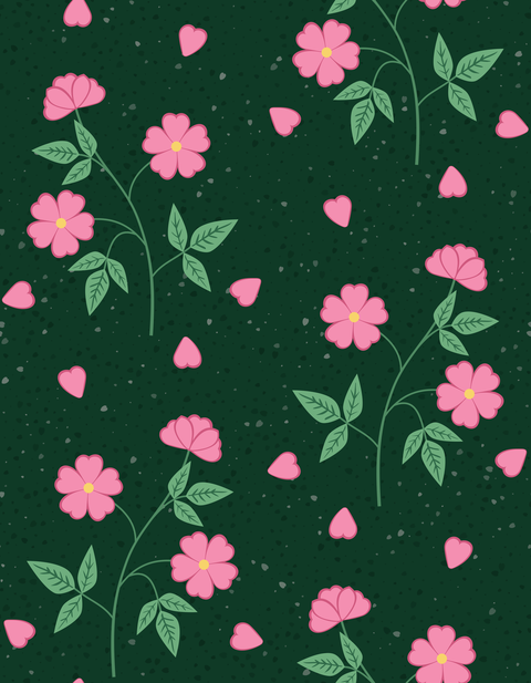 Pink Roses on Emerald