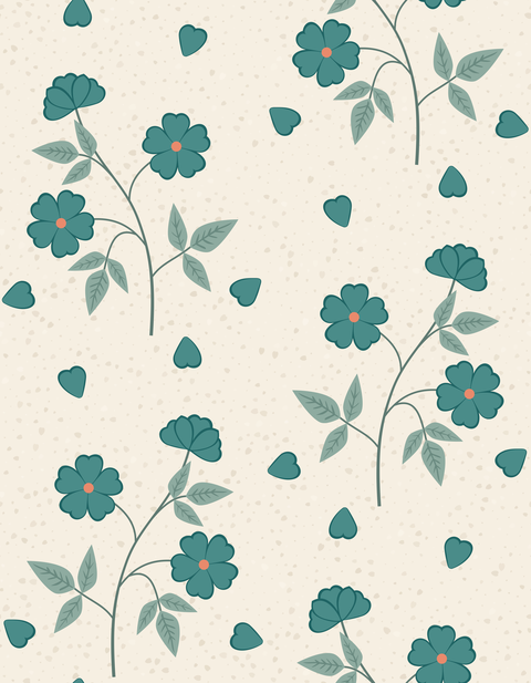 Teal and Coral on Cream