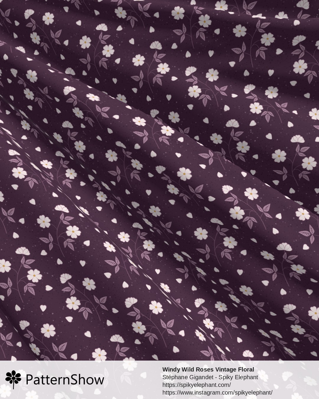 Windy Wild Roses Vintage Floral - Aubergine Plum