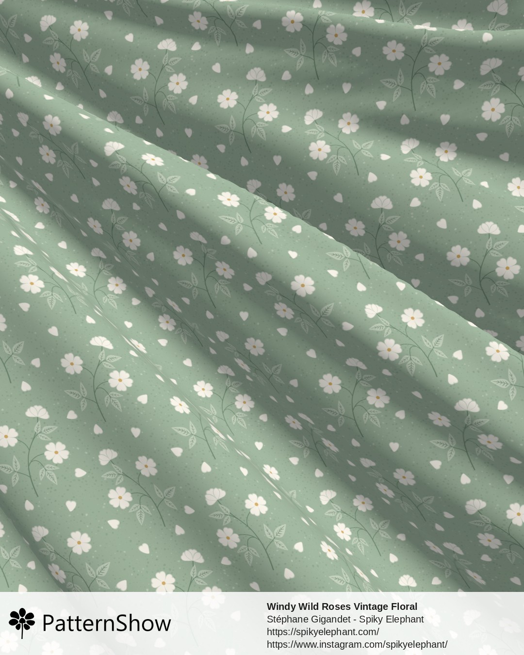 Windy Wild Roses Vintage Floral - Coastal Celadon