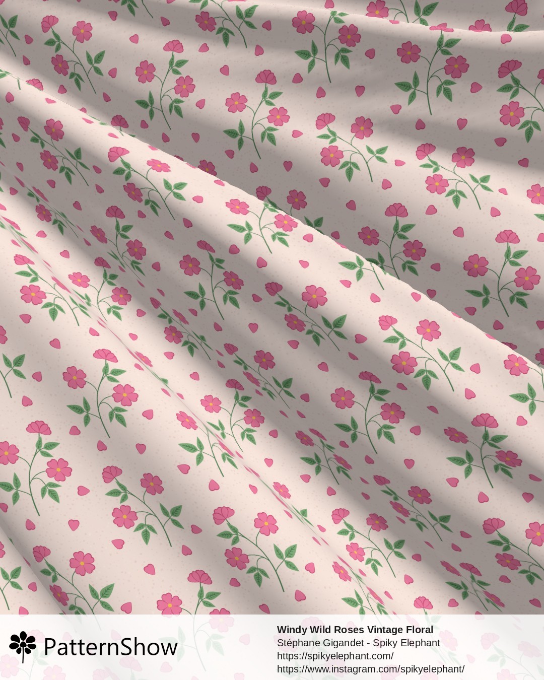 Windy Wild Roses Vintage Floral - Pink Roses on Cream