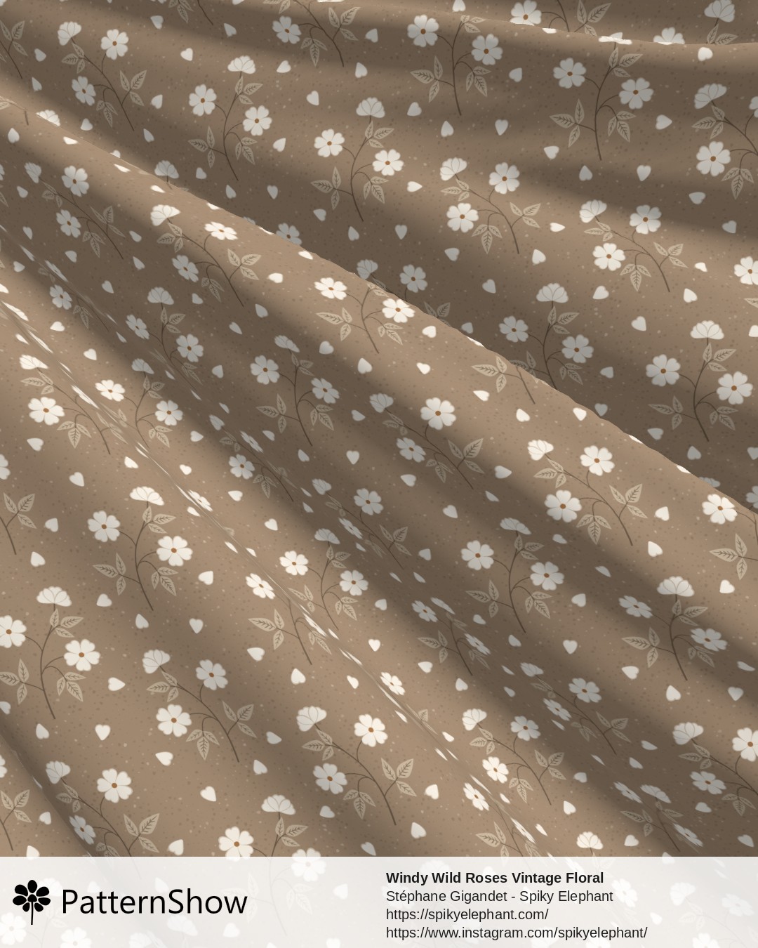 Windy Wild Roses Vintage Floral - Taupe Linen