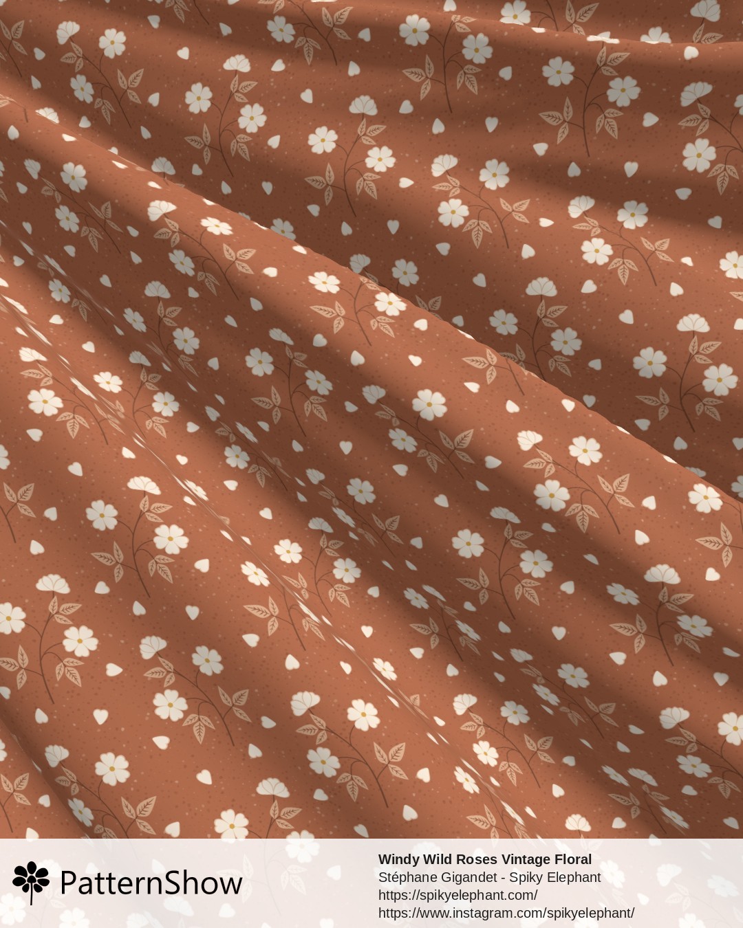 Windy Wild Roses Vintage Floral - Terracotta Clay