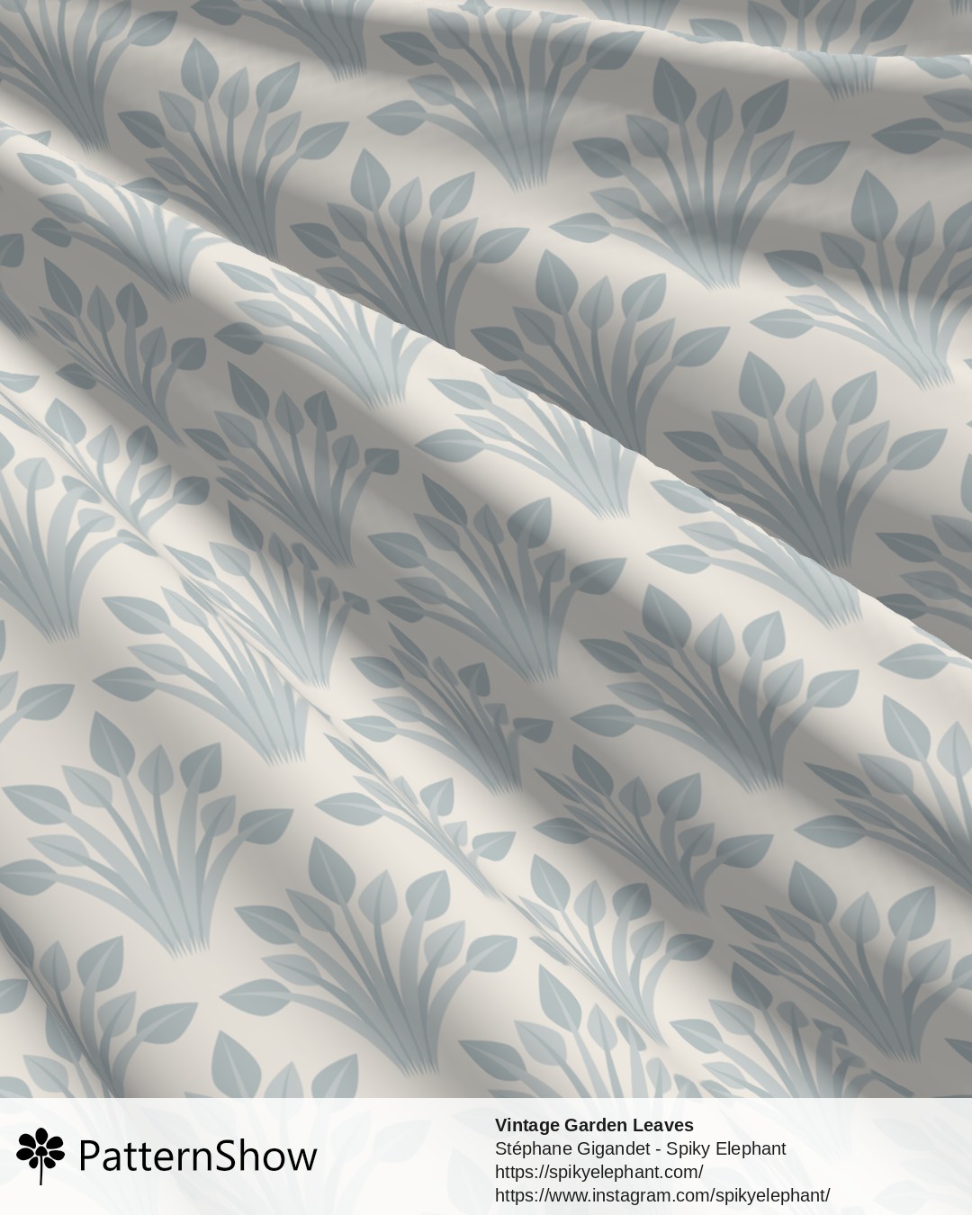 Vintage Garden Leaves - Muted Silver Blue Grey Off White