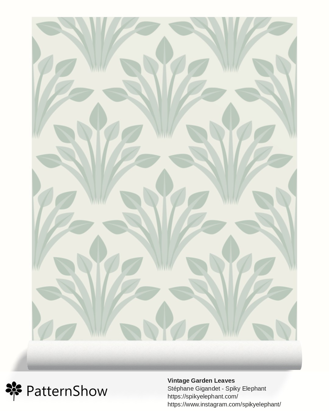 Vintage Garden Leaves wallpaper - Muted Pastel Sage Green
