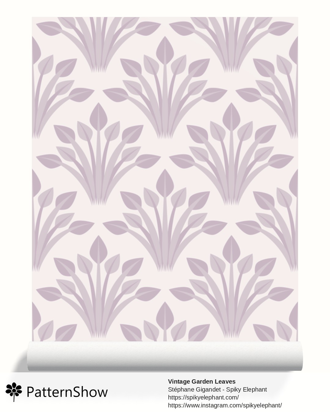 Vintage Garden Leaves wallpaper - Light Mauve Pale Grape Purple
