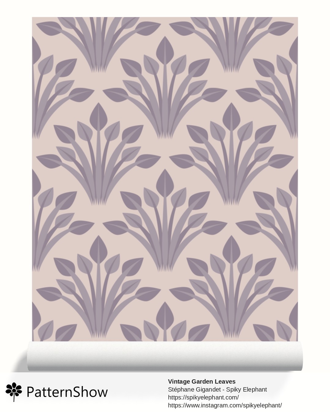 Vintage Garden Leaves wallpaper - Faded Purple Lilac Lavender Blush