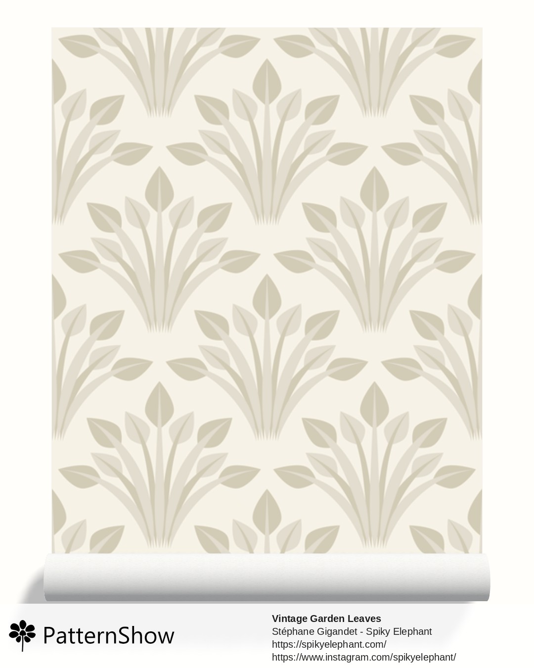 Vintage Garden Leaves wallpaper - Neutral Pale Beige Tan Ivory Cream