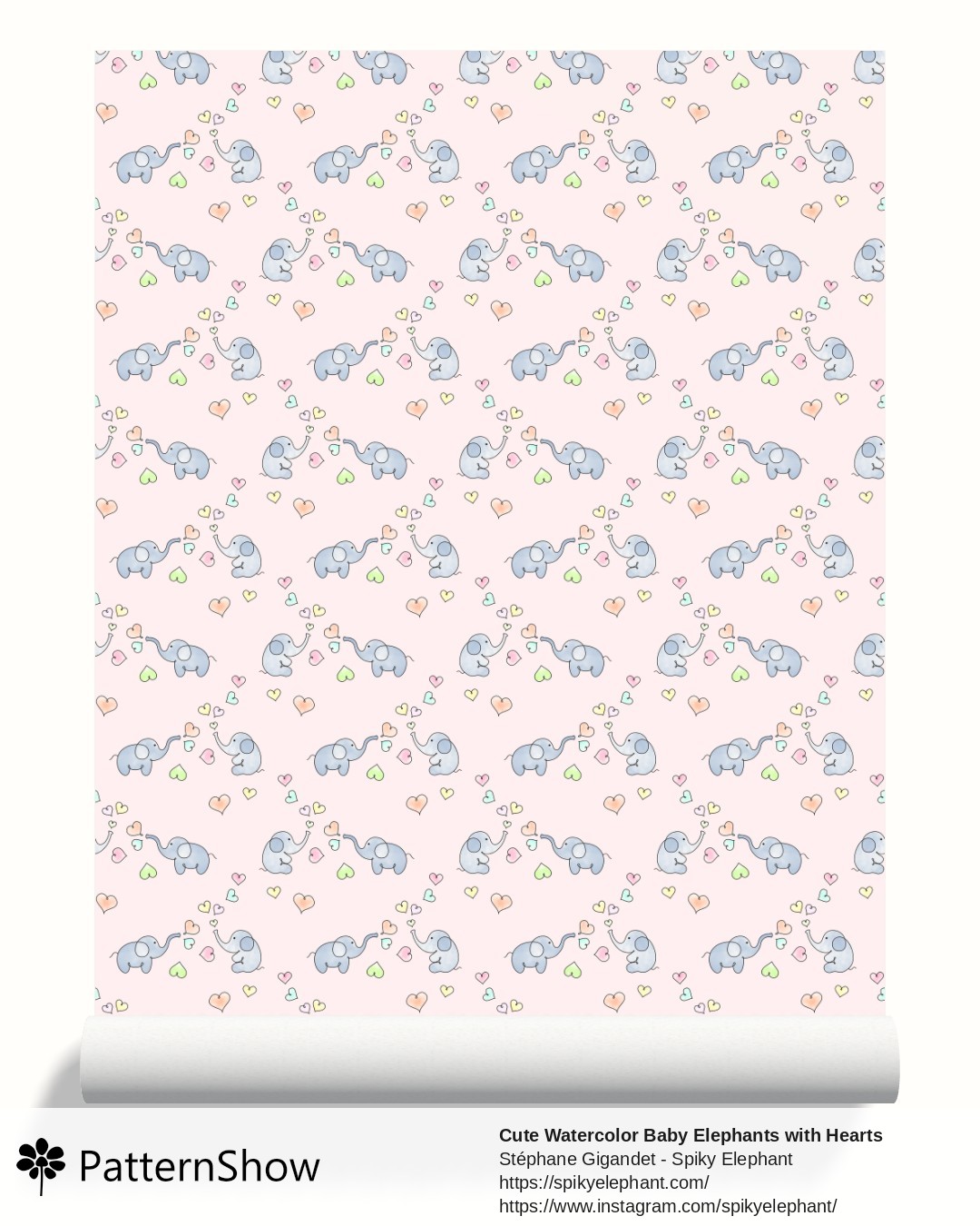 Cute Watercolor Baby Elephants with Hearts wallpaper - Soft Baby Pink Background, Rainbow Pastel Colors