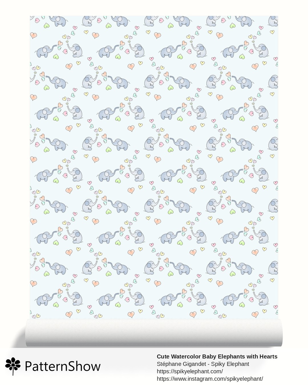 Cute Watercolor Baby Elephants with Hearts wallpaper - Soft Baby Blue Background, Rainbow Pastel Colors