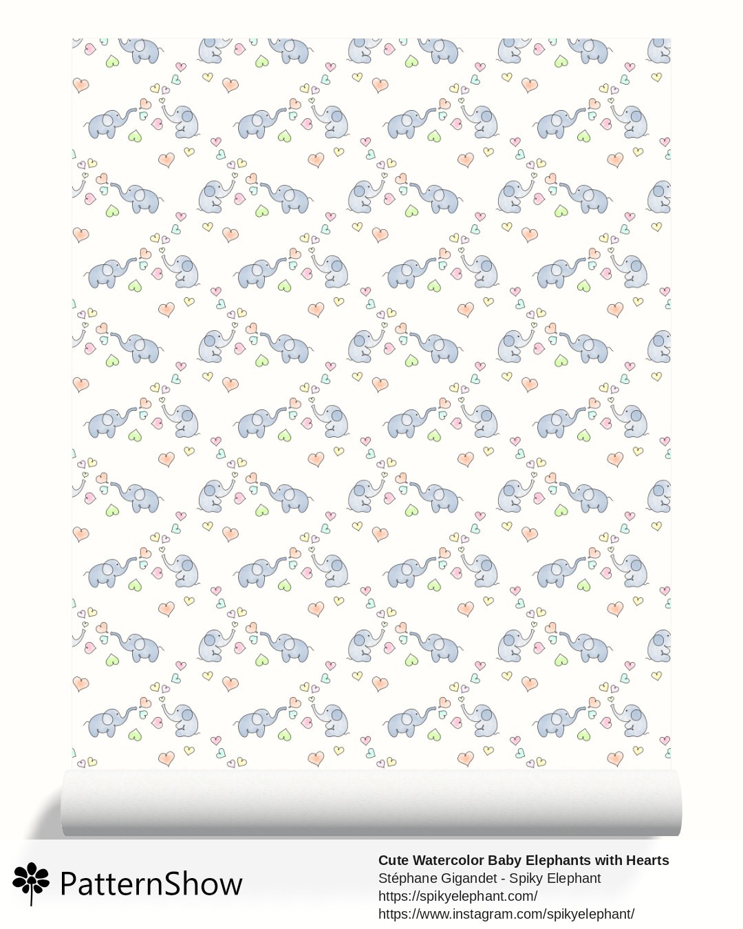 Cute Watercolor Baby Elephants with Hearts wallpaper - White Background, Rainbow Pastel Colors