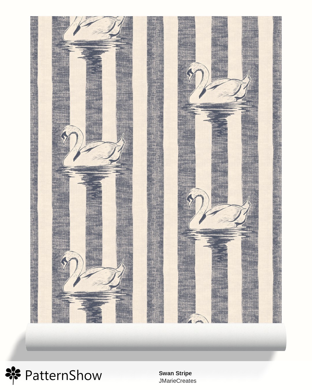 Swan Stripe wallpaper - Denim