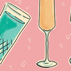 Mid Century Modern - Holiday Cocktails - Holiday Drinks - Pink Background