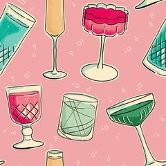 Mid Century Modern - Holiday Cocktails - Holiday Drinks - Pink Background
