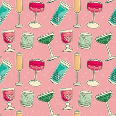 Mid Century Modern - Holiday Cocktails - Holiday Drinks - Pink Background