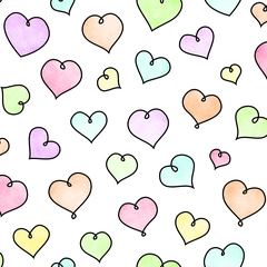 Rainbow Watercolor Hearts - Rainbow Watercolor and White