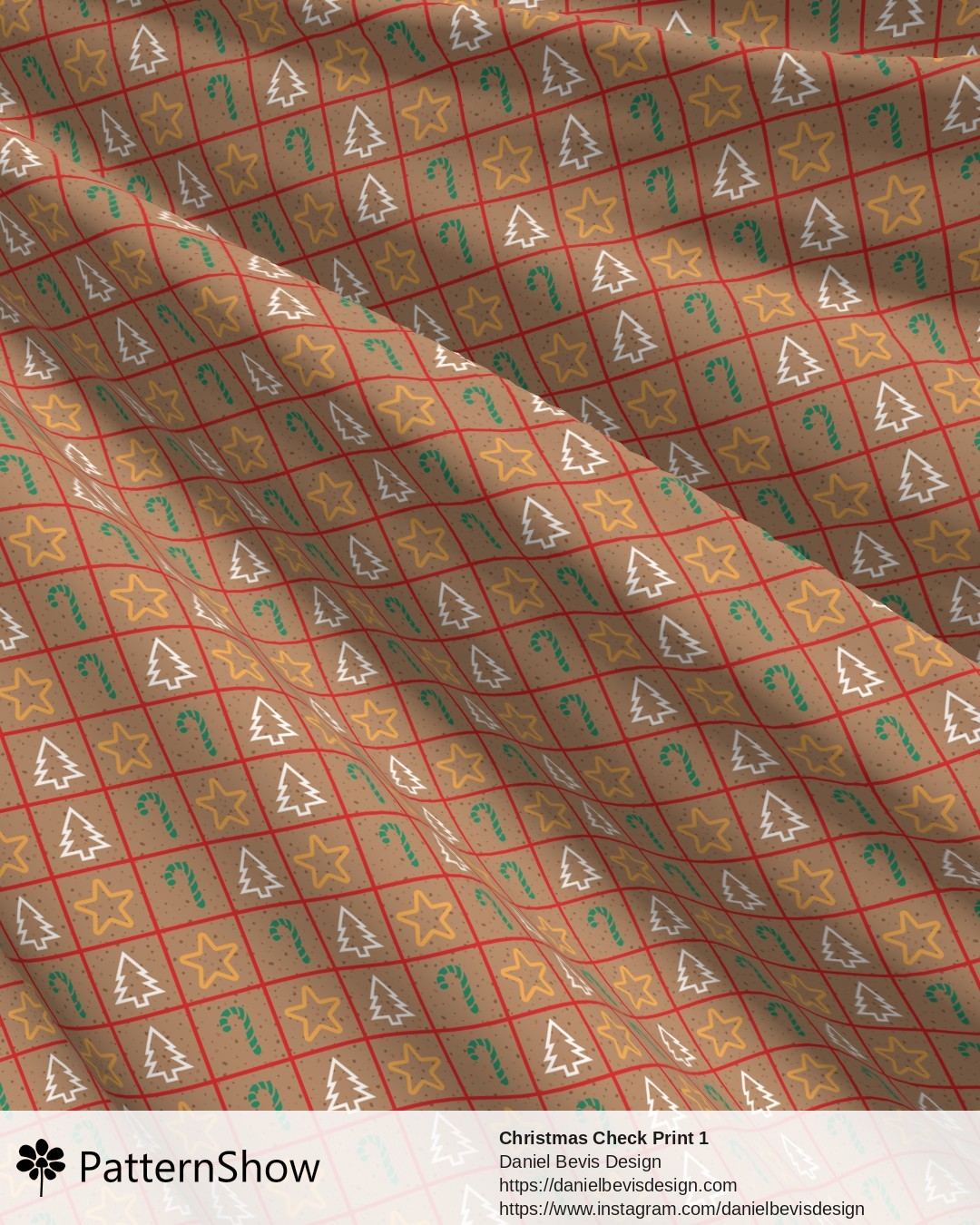 Christmas Check Print 1 - Festive Merriment & Gingerbread