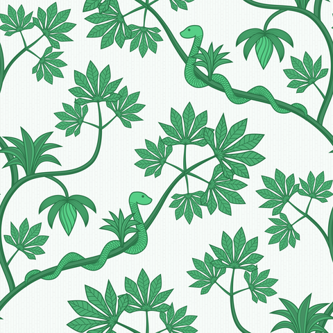Tropical Jungle Green White