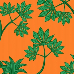 Rainforest Snakes Toile de Jouy - Jungle Green Warm Orange