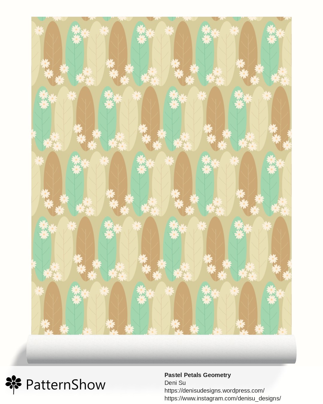 Pastel Petals Geometry wallpaper - Gold