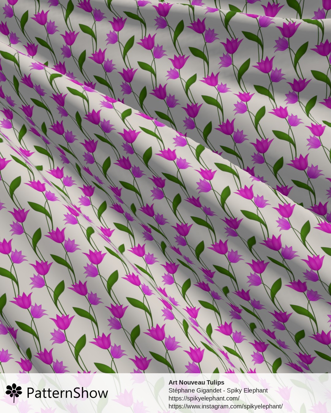Art Nouveau Tulips - Purple Mauve Pink Violet on White