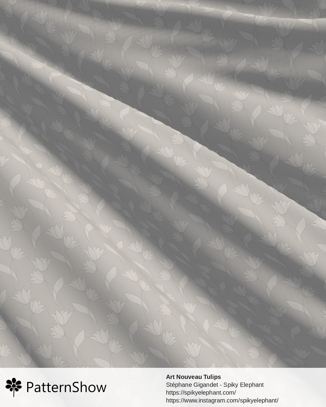 Art Nouveau Tulips - White on Light Grey
