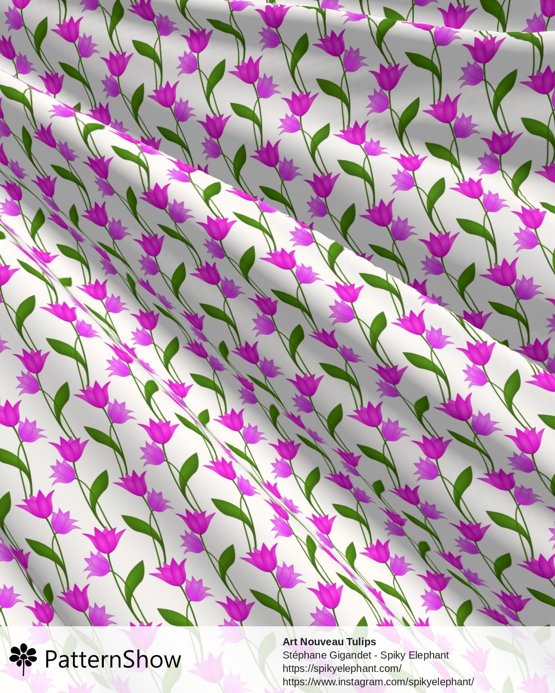 Art Nouveau Tulips - Purple Mauve Pink Violet on White