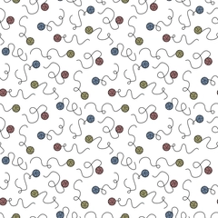 Cute Yarn Balls Doodle Pets - Pastel Colors, White Background