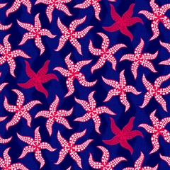 Starfish Dance - Fuchsia Magenta White Deep Blue