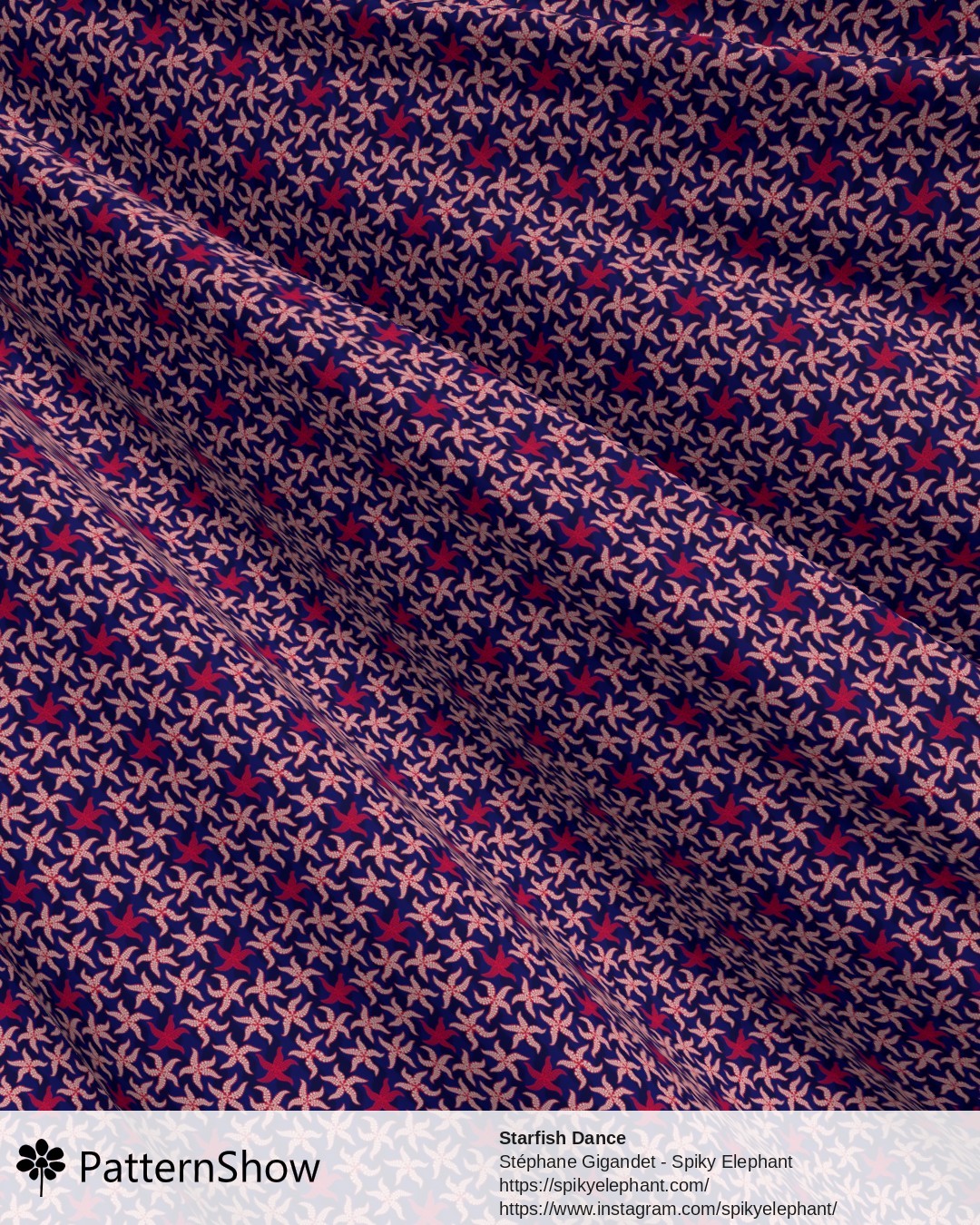 Starfish Dance - Fuchsia Magenta White Deep Blue
