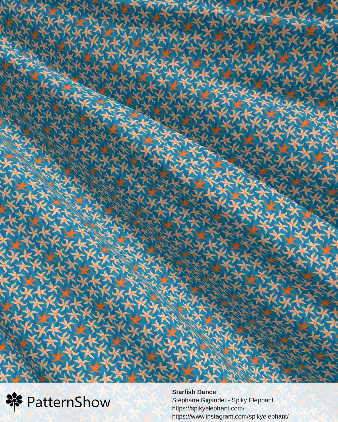 Starfish Dance - Orange White Aqua Turquoise Blue