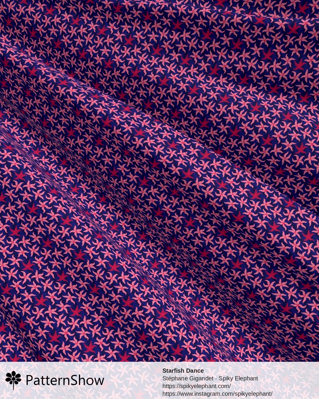 Starfish Dance - Fuchsia Magenta White Deep Blue