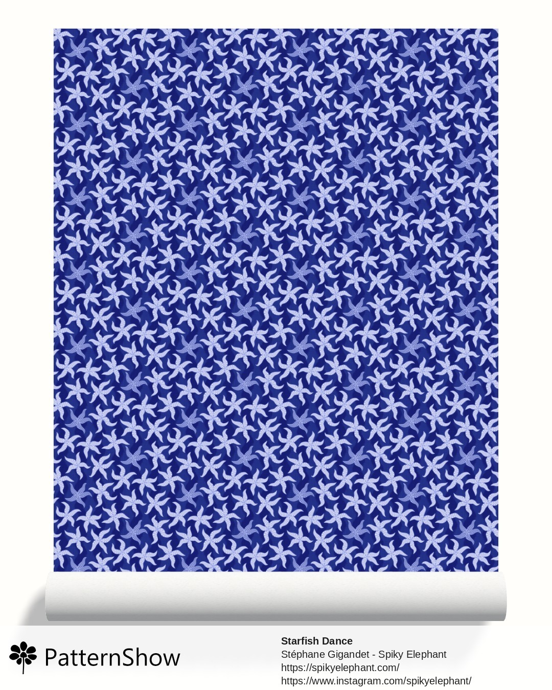 Starfish Dance wallpaper - Indigo Ocean Blue Shades