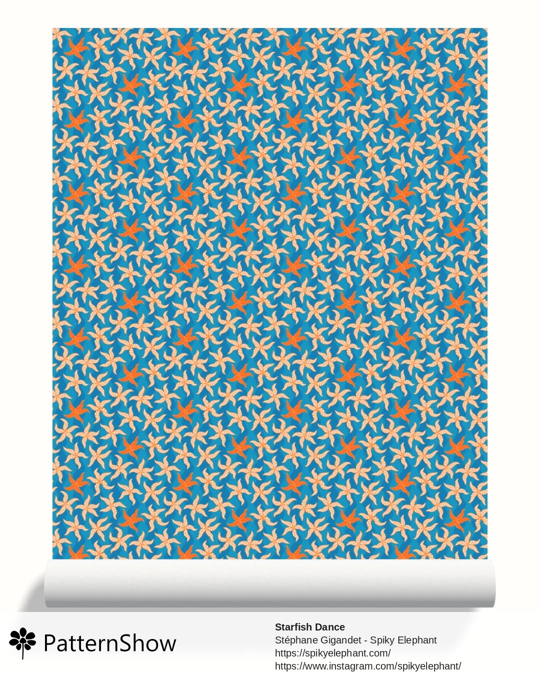 Starfish Dance wallpaper - Orange White Aqua Turquoise Blue
