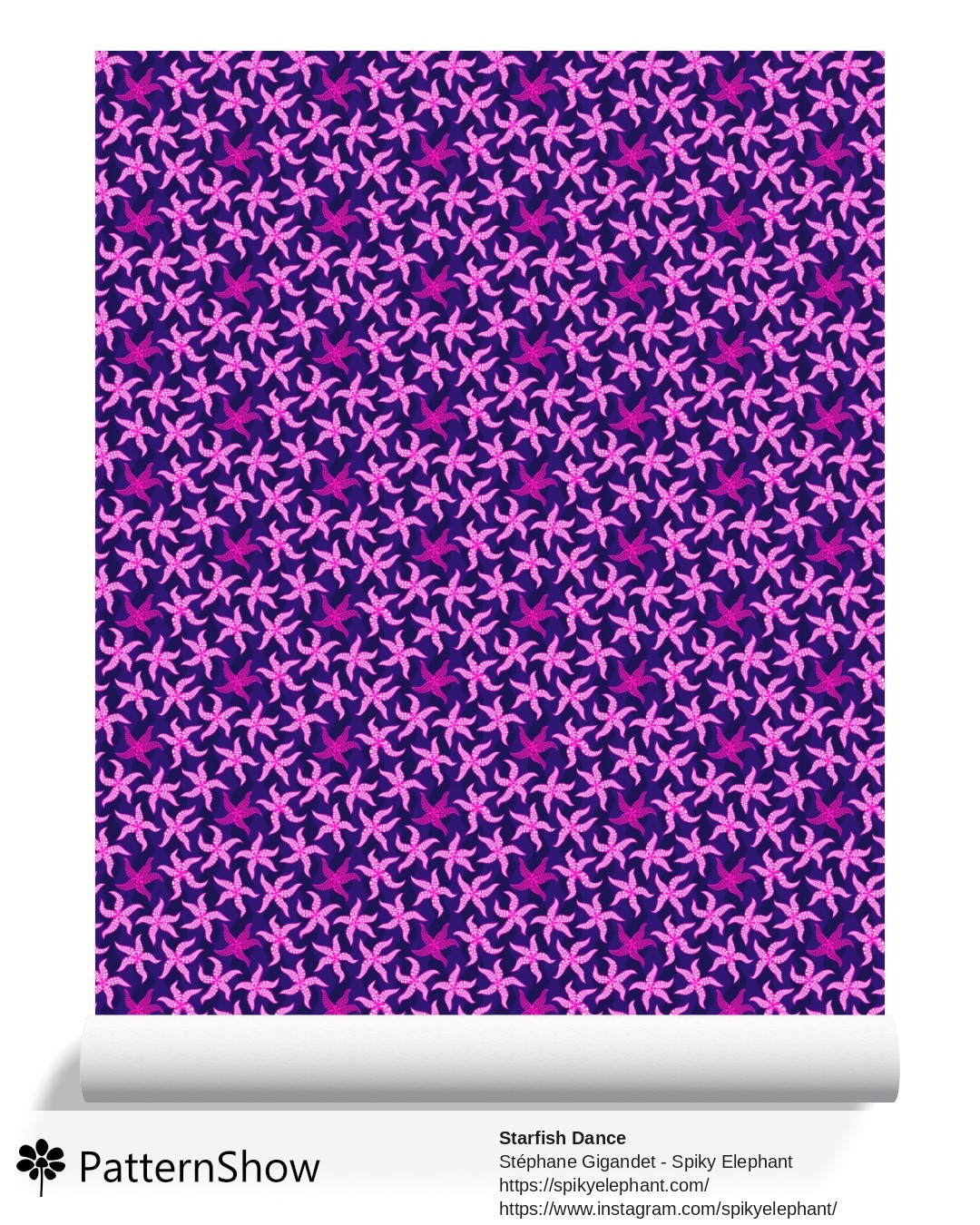 Starfish Dance wallpaper - Hot Pink Purple White Navy Blue