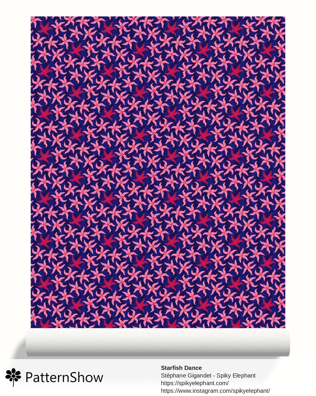 Starfish Dance wallpaper - Fuchsia Magenta White Deep Blue