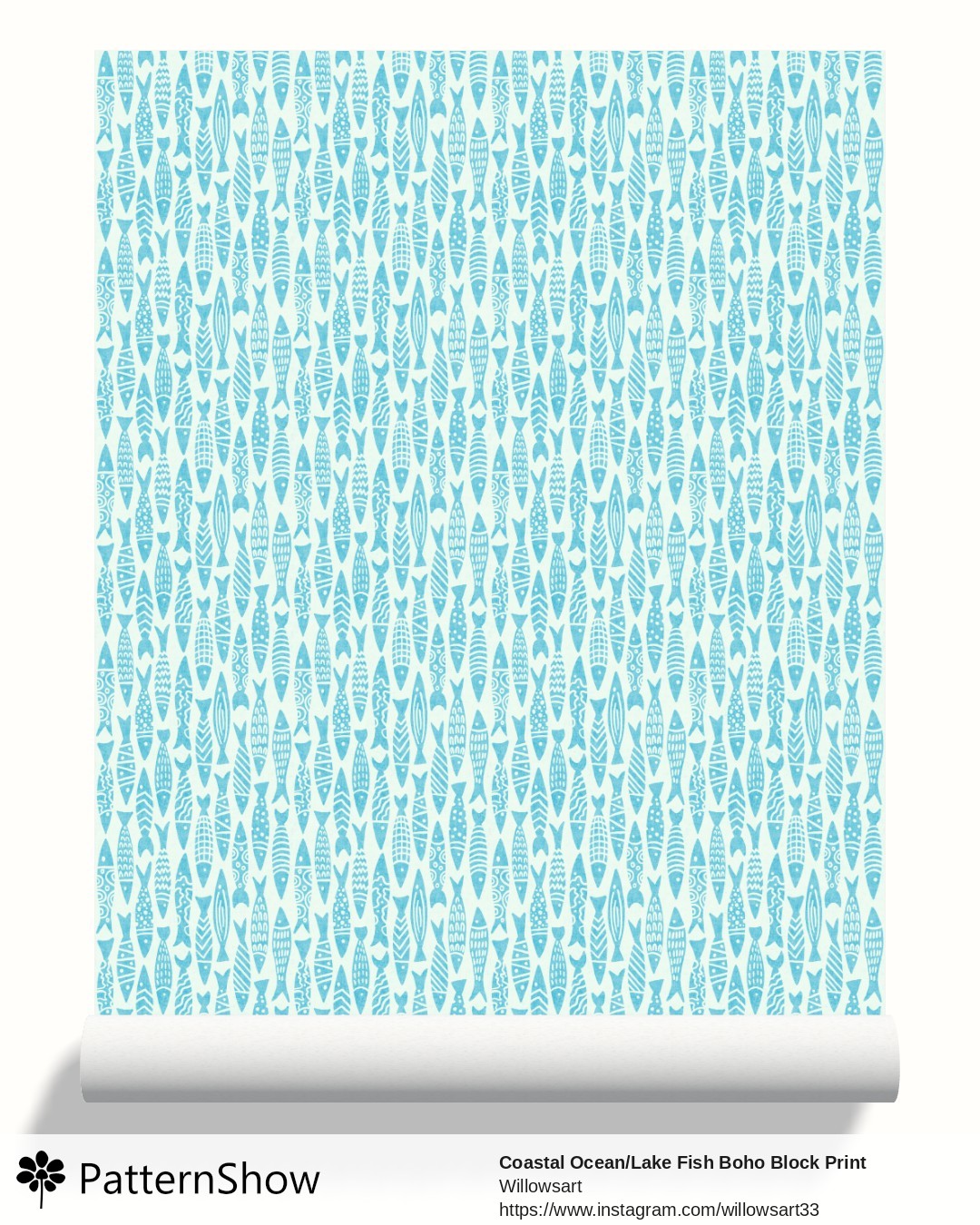Coastal Ocean/Lake Fish Boho Block Print wallpaper - IMG_4284