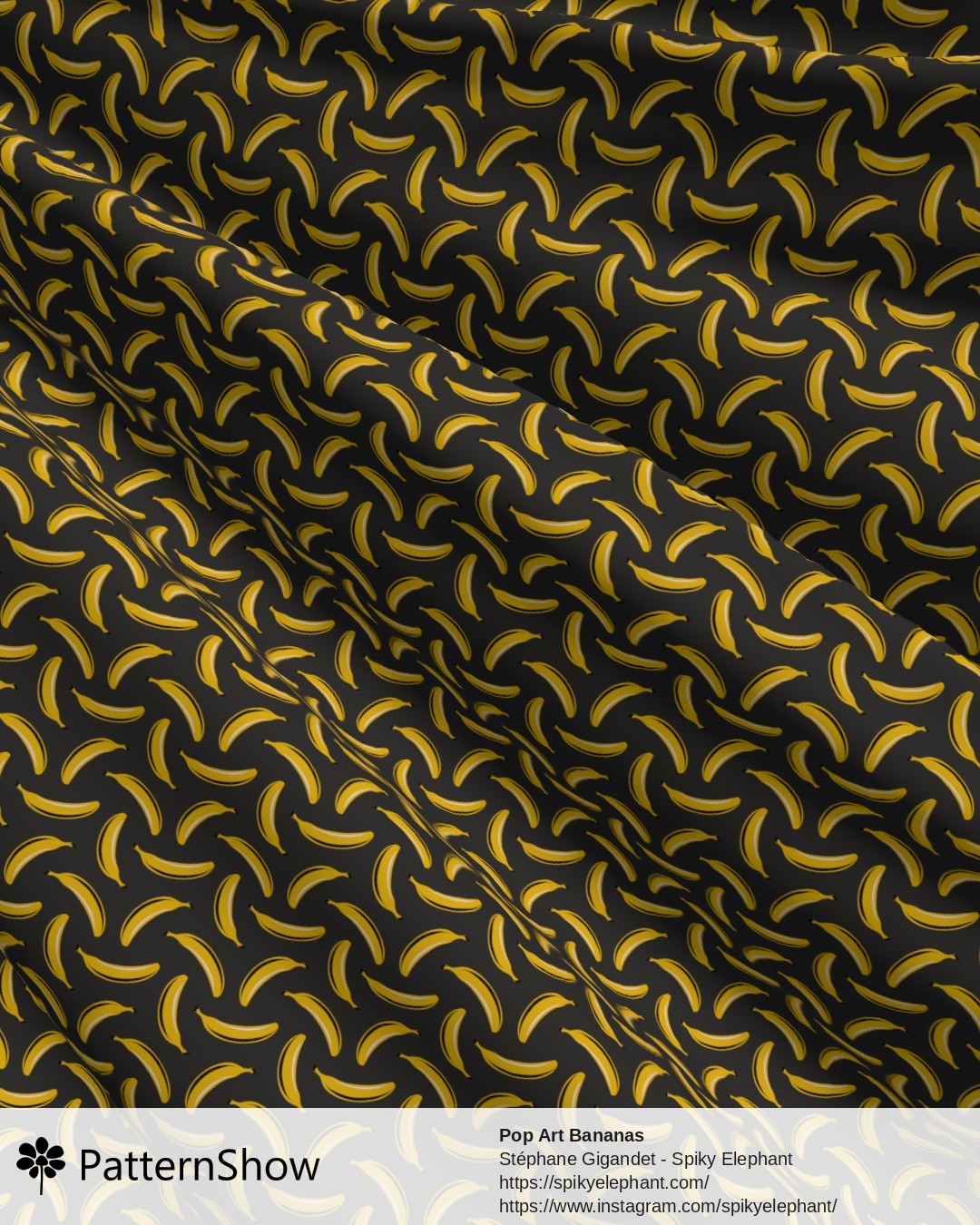 Pop Art Bananas - Dark Grey Black