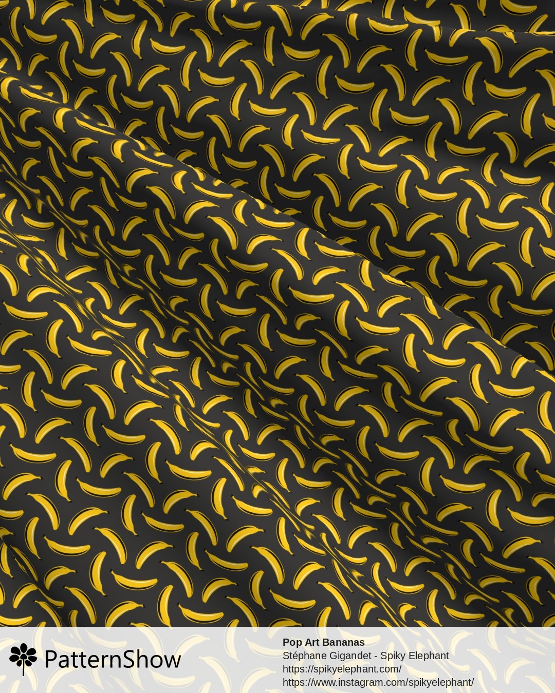 Pop Art Bananas - Dark Grey Black