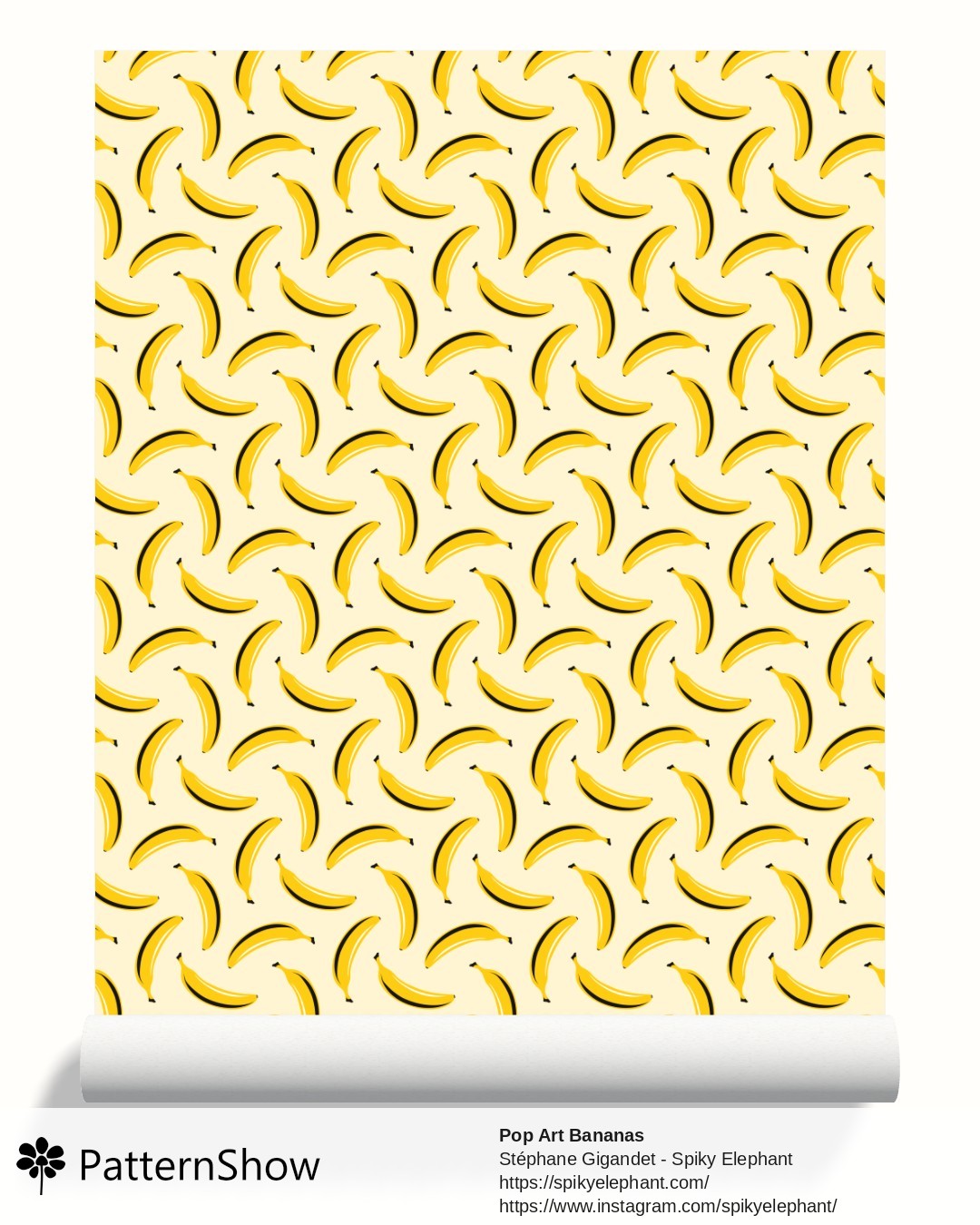 Pop Art Bananas wallpaper - Yellow Light Cream