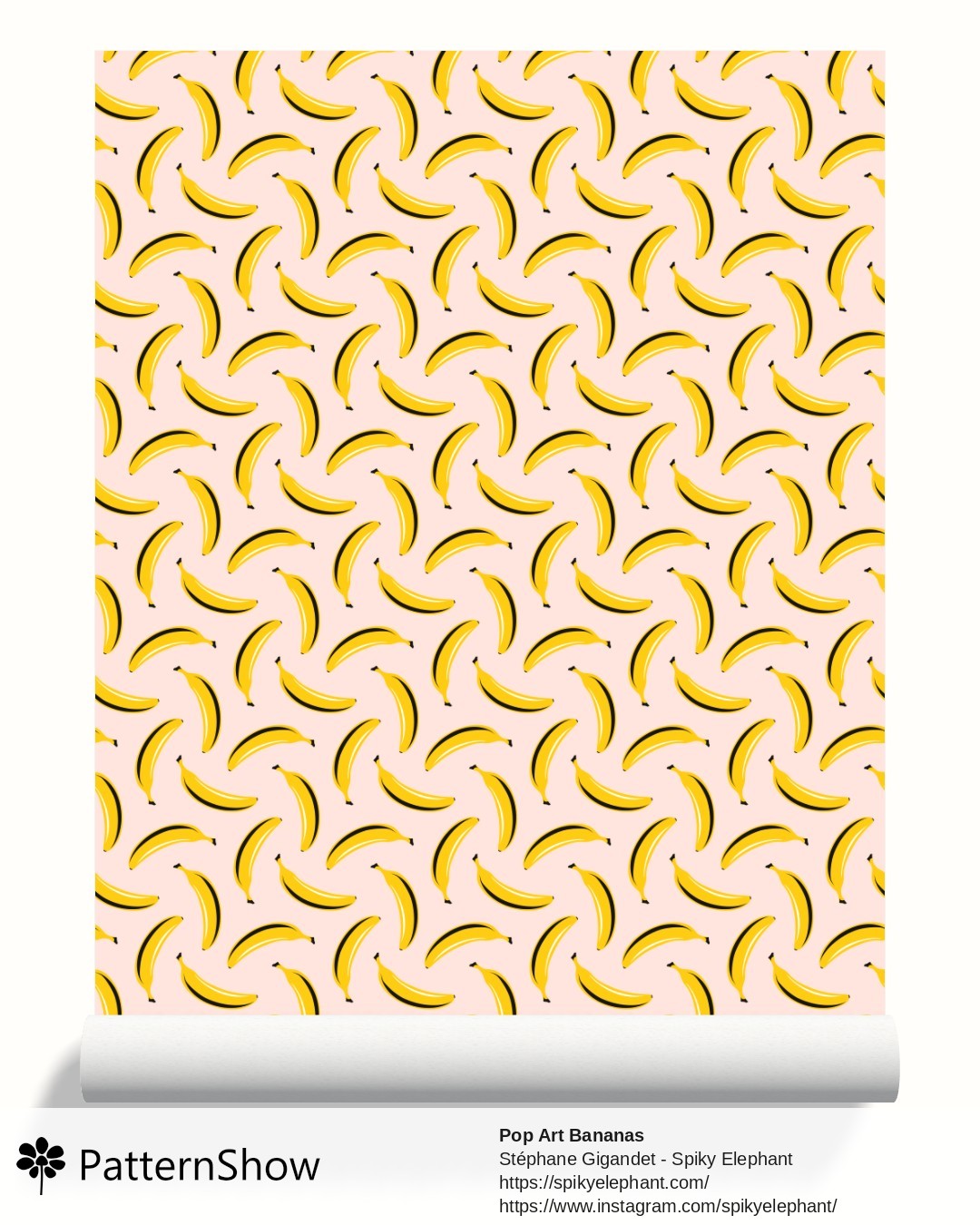Pop Art Bananas wallpaper - Rose Pink Cream