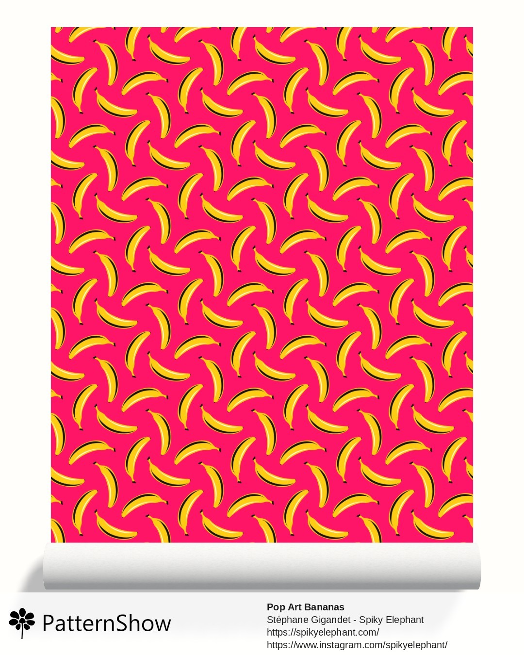 Pop Art Bananas wallpaper - Ruby Pink Raspberry Red
