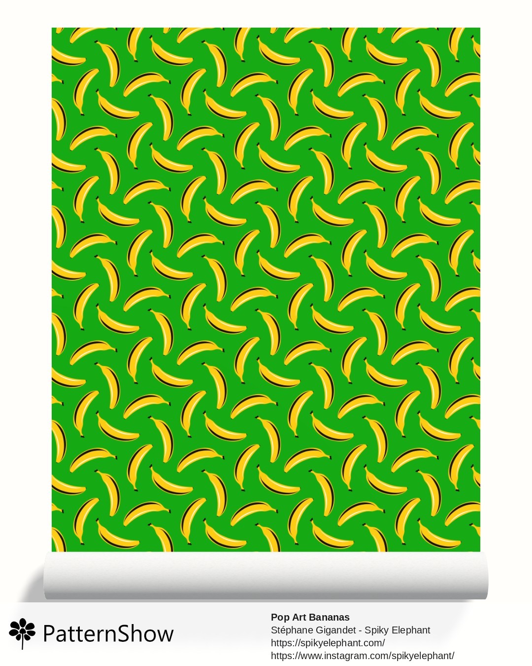 Pop Art Bananas wallpaper - Jungle Green